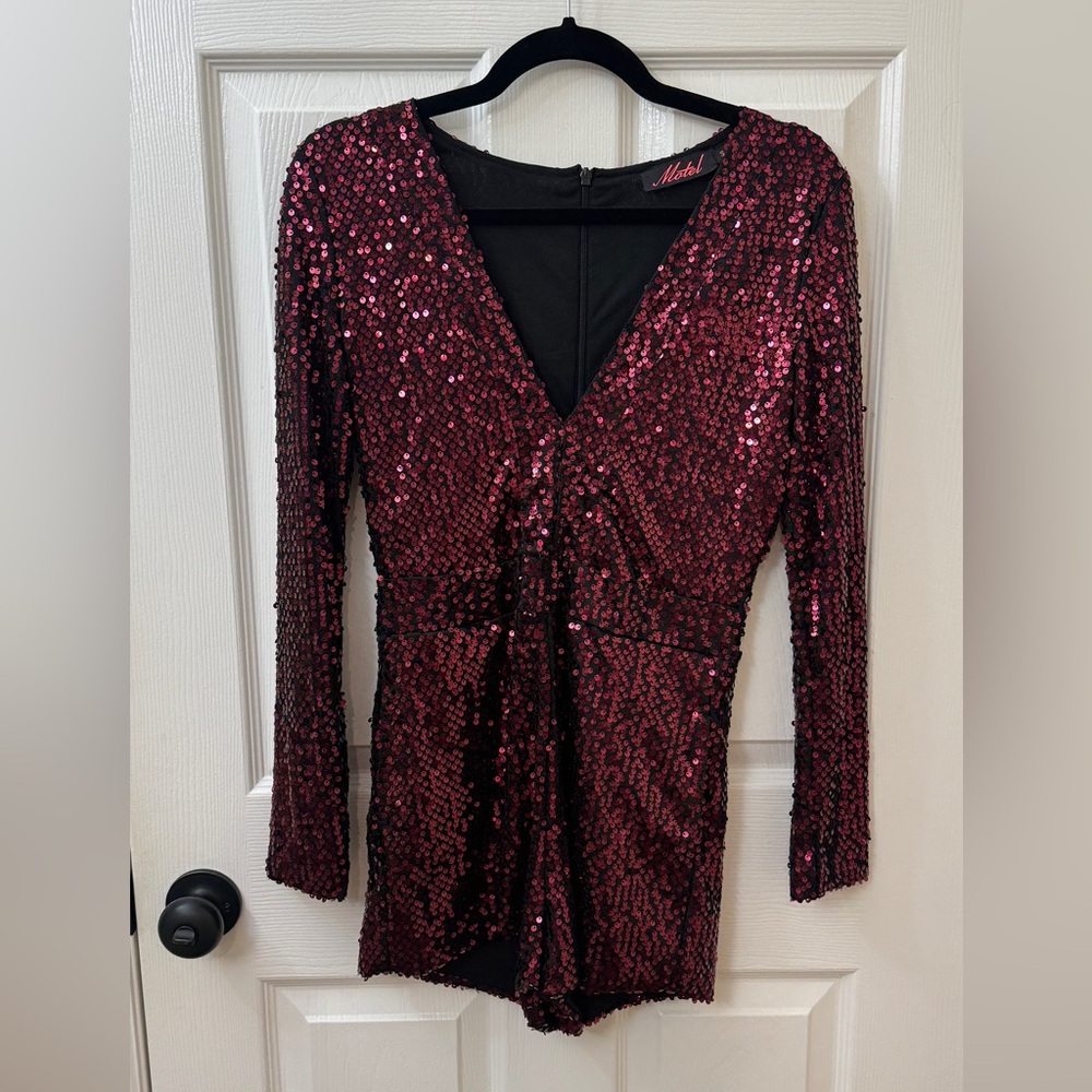 Motel Rocks Black and Red Sequin Romper